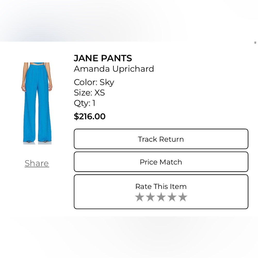 Revolve Amanda Uprichard Sky Blue Set Jane Flare Pants Cherri Crop Top - Picture 5 of 15